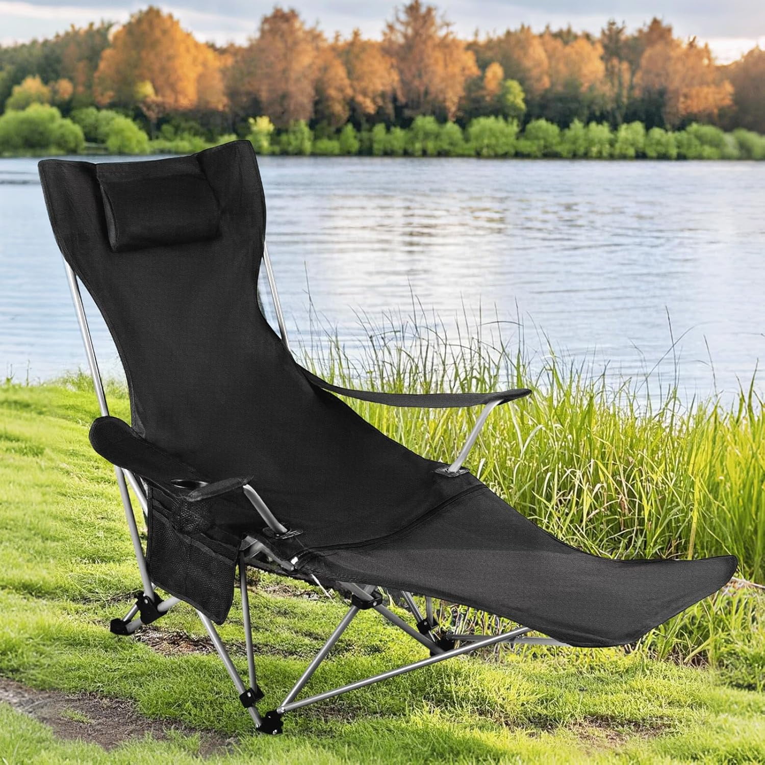 Camping Chair With Canopy - UPF 50+ Sun Shade Folding Beach Chair