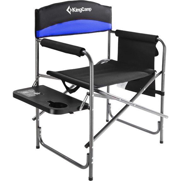 Portable Camping Chair, Folding Directors Chair Compact Outdoor Chair with Side Table Cup Holder for Beach Trip Tailgating Lawn Sports Backpacking Fishing Picnic, Blue