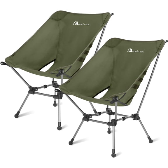 Portable Camping Chair Plus 22 Inch Wide Seat 330 Lbs Capacity Moss Green 2 Pack