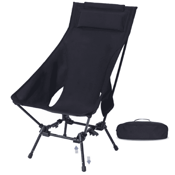 Portable Camping Chairs for Adults, Adjustable Oversize Beach Chair Lawn Chair with High Back & Headrest - Large Capacity, Heavy Duty - Backpacking Folding Chair for Hiking Fishing