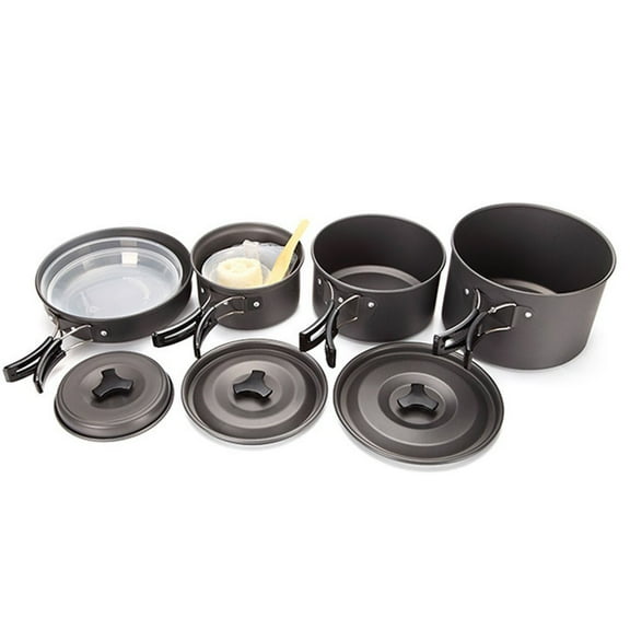 Portable Camping Cookware Set: Non-Stick Aluminum Pots & Pans for Outdoor