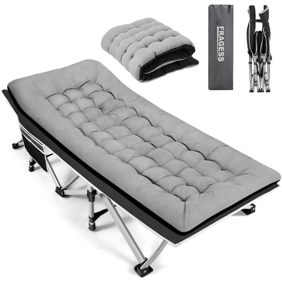 Portable Camping Cot for Adults, 28" Extra Wide Folding Cot, Max Load 600LBS with Thick Mattress, Portable Camping Bed for Outdoor Camp, Office, Home Nap