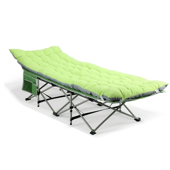 Portable Camping Cot with Mattress, Folding Sleeping Cot Heavy Duty Fold Up Camp Bed, Green
