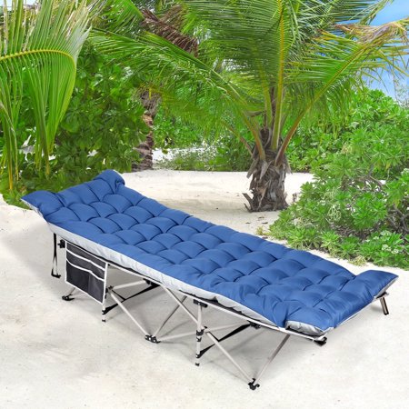 Portable Camping Cot with Mattress, Folding Sleeping Cots for Adults Max Load 450 LBS for Camping Tent Office Outdoor Travel