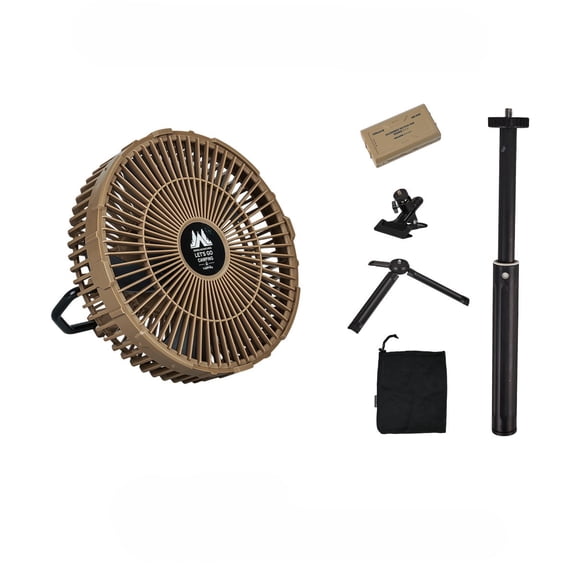 Portable Camping Fan, 40H Long Runtime Outdoor Fan with Tripod Stand & Clamp, 4 Speed Quiet Desk Hanging Tent Fan with Timer, USB Fast Charging Personal Fan for Camping Vanlife Fishing Backyard