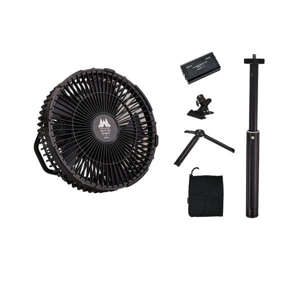 Portable Camping Fan, 40H Long Runtime Outdoor Fan with Tripod Stand & Clamp, 4 Speed Quiet Desk Hanging Tent Fan with Timer, USB Fast Charging Personal Fan for Camping Vanlife Fishing Backyard