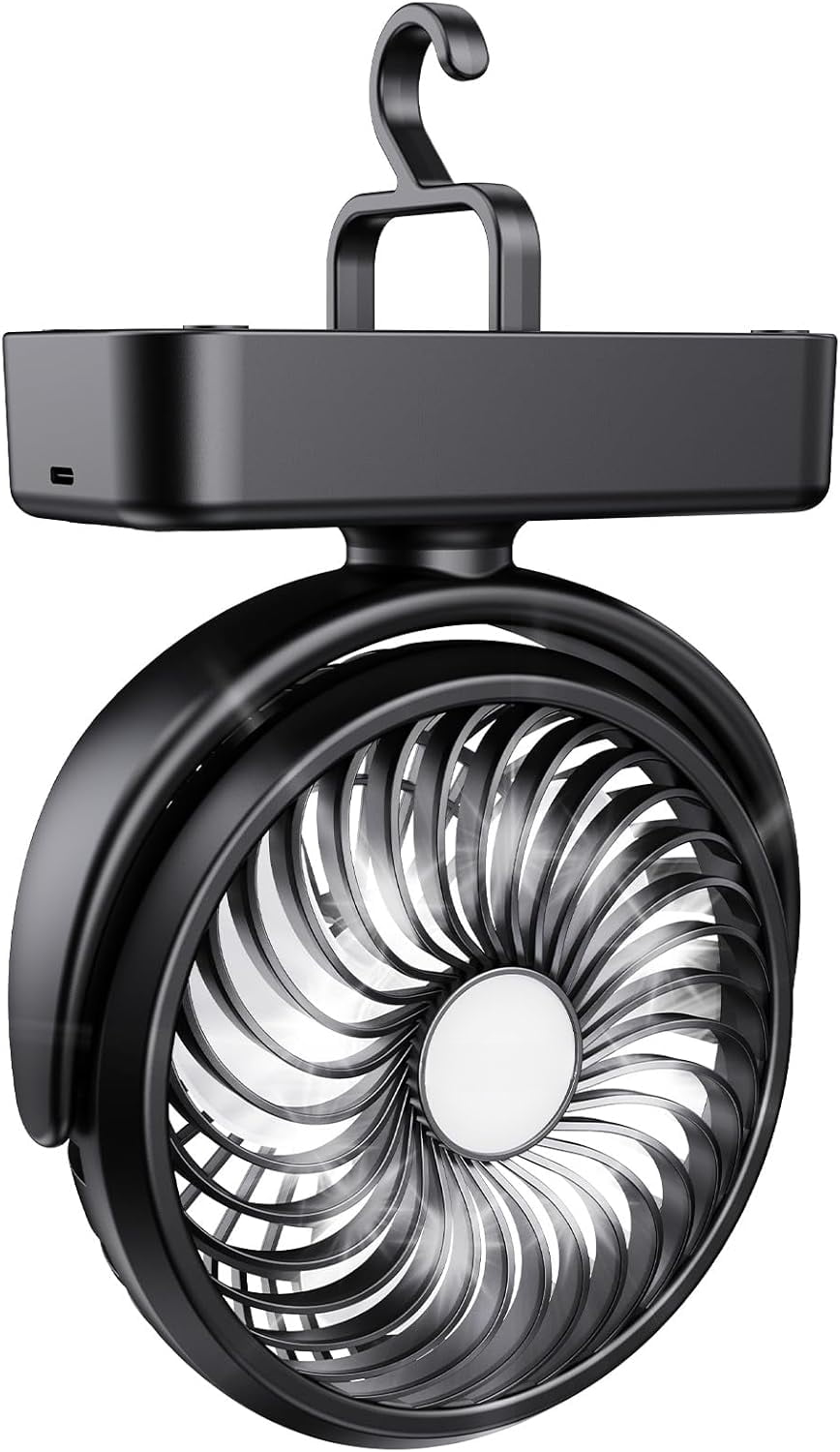 Portable Camping Fan with LED Lantern- 40H Work Time Rechargeable ...