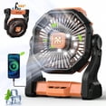 thumbnail image 1 of Portable Camping Fan With LED Light - 20000mAh Rechargeable Battery, Adjustable 270°/360° Design For Tents, Travel, And Outdoor Use,Travel Essentials Hand Held Fan,Portable Fans, 1 of 17