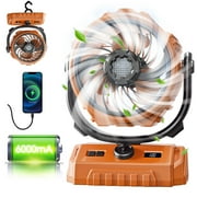 Portable Camping Fan for Outside,Outdoor Cooling Fan for Patios,Auto Flip Desktop Fan with 100 Speed Adjustable,Portable Cooling Fan for Pets Tents / Travel / Beach Camping Essential,Orange