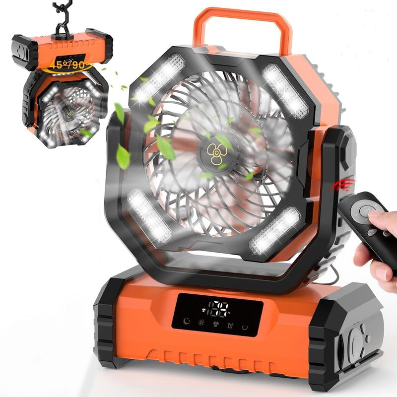 Portable Camping Fan Rechargeable,to up 138 Hrs Runtime Battery Operated Tent Fans with LED Lantern,5 Wind Speeds,4 Timer Modes,Ideal for picnics, fishing, RVs, workplaces, power outages, hurricanes