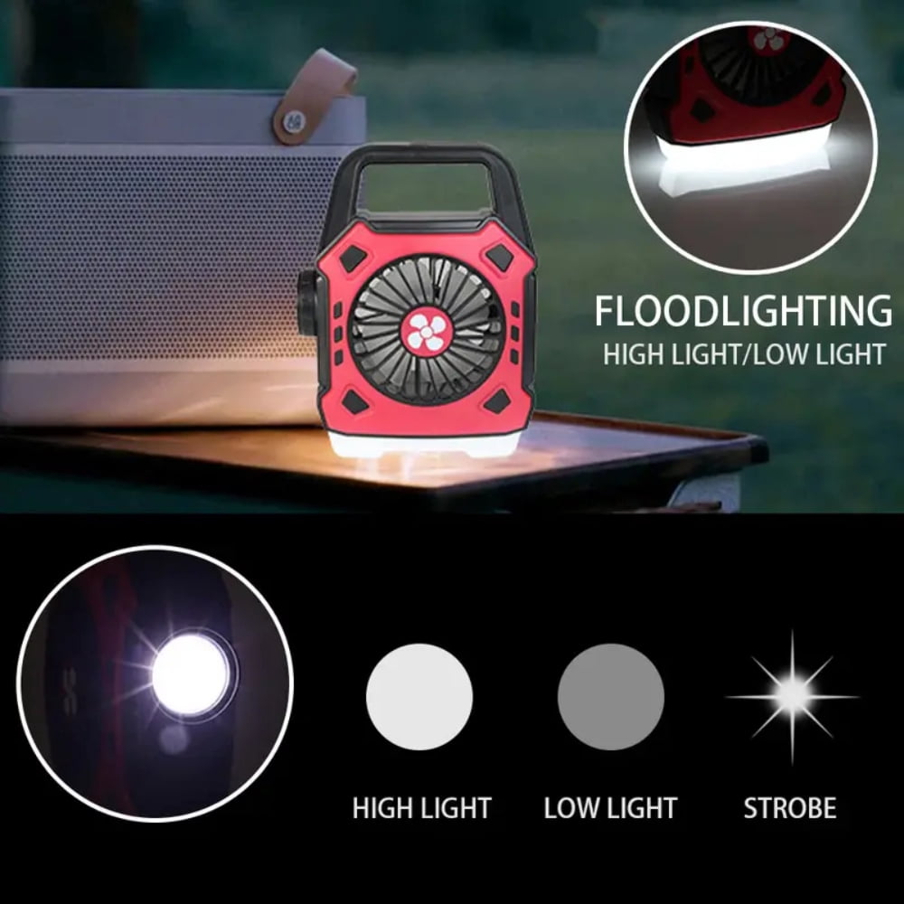 Portable Camping Fan with LED Lamp - USB Rechargeable 2-in-1 Outdoor Fan & Light for Summer Trips  Parties and Office Use
