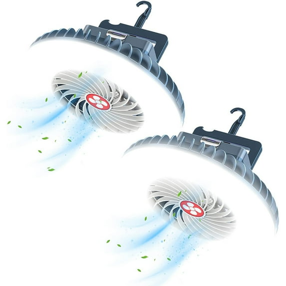 Portable Camping Fan with LED Light 6.6'' USB Rechargeable Battery Operated Tent Fan with Hanging Hook for Car RV Outdoor Emergency