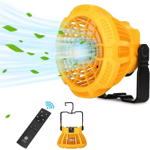 Portable Camping Fan with Lantern Remote for Dewalt 20V Li-ion Battery 3 Speed