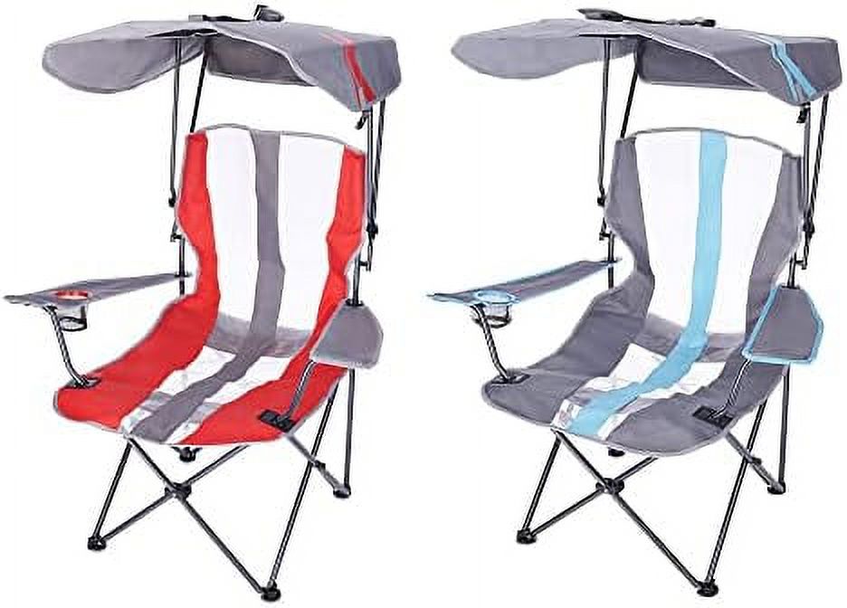 Portable Camping Folding Outdoor Lawn Chair W/ 50 UPF Canopy, Cup Holder, & Carry Strap, For