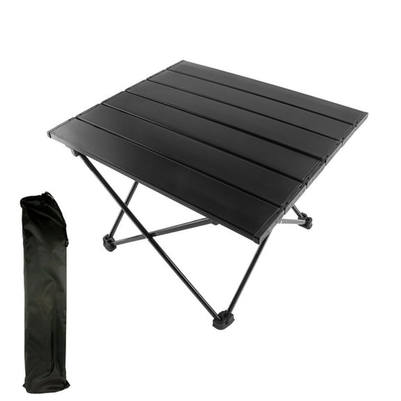 Portable Camping Folding Table - Lightweight Aluminum Alloy Top with Carry Bag for Outdoor Picnic, Beach, and Fishing, Compact and Sturdy Design, Black