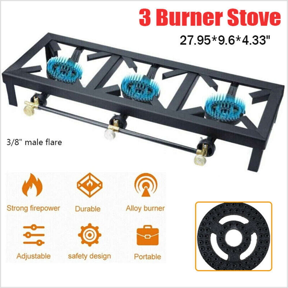 Portable Camping Stove – 1/2/3 Burner Cast Iron Gas Cooker For Outdoor BBQ & Hiking