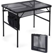 Portable Camping Grill Table – Adjustable Height, Lightweight Outdoor Table with Mesh Storage Bag and Carry Handle (Medium)