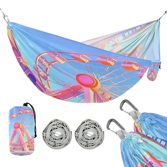 Portable Camping Hammock 300lb Capacity Single Travel Hammock Foldable Design for Backpacking, Hiking, Travel Cartoon Ferris Wheel
