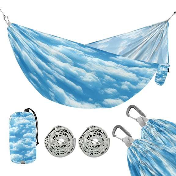 Portable Camping Hammock 300lb Capacity Single Travel Hammock Foldable Design for Backpacking, Hiking, Travel Clouds