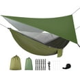 thumbnail image 1 of Portable Camping Hammock with Rain Fly Tarp & Mosquito Net - Single/Double Hammock Tent for Backpacking, Hiking, Travel & Yard - Lightweight, Durable & Easy Setup (Green), 1 of 8