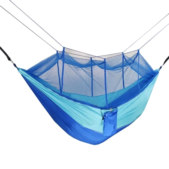 Portable Camping Hammock with Mosquito Net Lightweight Nylon Swing Bed with Straps for Outdoor Travel Backyard