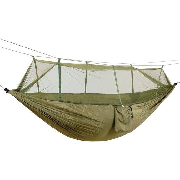 Portable Camping Hammock with Mosquito Net Lightweight Nylon Swing Bed with Straps for Outdoor Travel Backyard