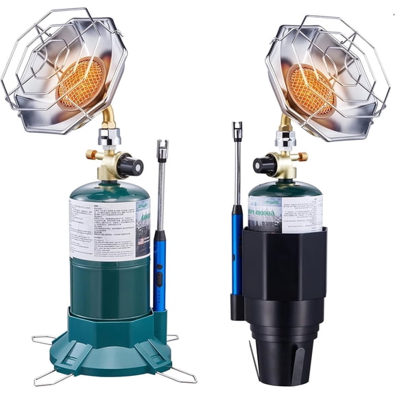 Portable Camping Heater, 6200BTU 2-in-1 with Cup Holder & Base, Cordless Heater for Tent, Garage, Fishing, Compatible with 1lb Tank ( Not Included)