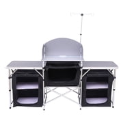 Camping Kitchen Table, Foldable Camping Cook Table, Camping Table, Folding Table with Light Stand, Ample Storage Organizers, Carry Bag