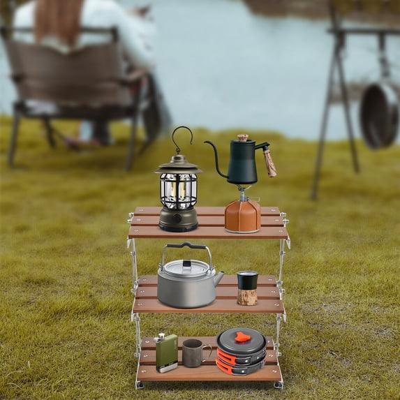 Portable Camping Kitchen Table Picnic Cabinet Folding Cooking Storage ...