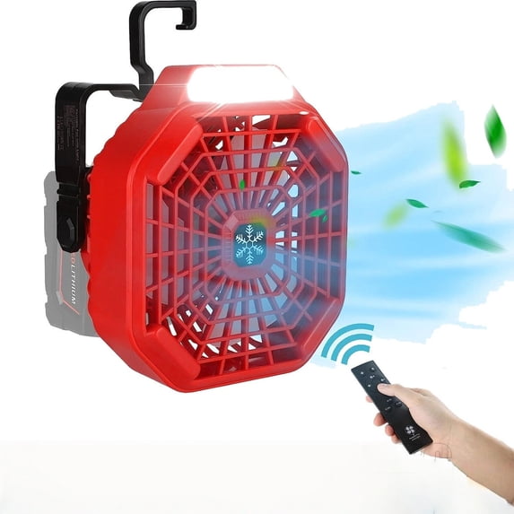 Portable Camping LED Tent Fan for Milwaukee 18V Li-ion Battery with Lamp Remote