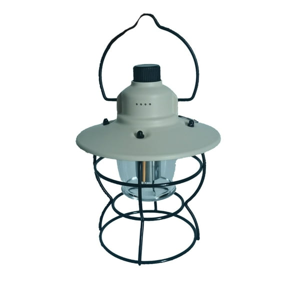 Portable Camping Lamp with 3 Light Modes Metal Hanging Lantern Retro Garden Lamp Rechargeable LED Lights
