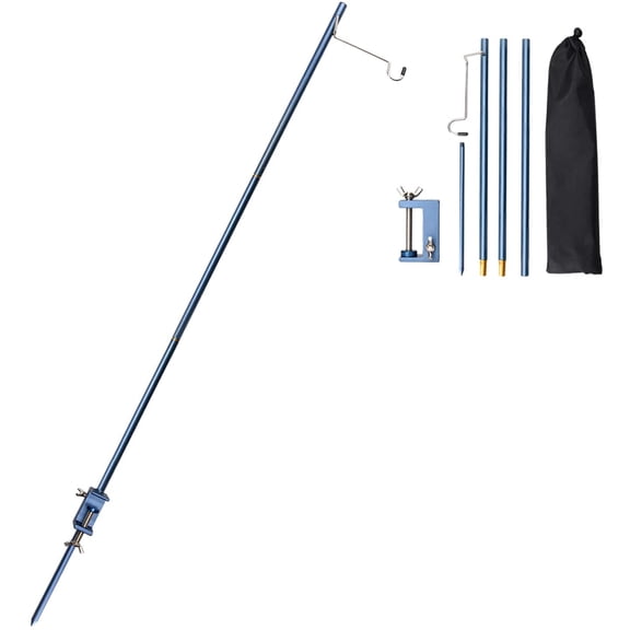 Portable Camping Lantern Pole, Folding Aluminum Stand with Stake