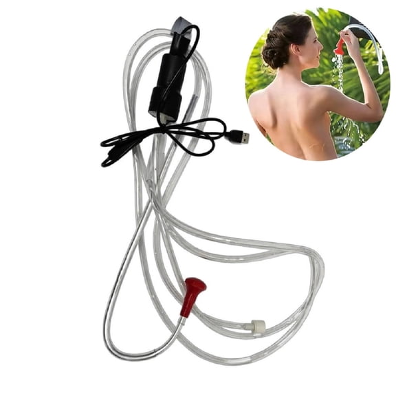 Portable Camping Shower 5 Volts Electric Shower Pump with Mini Rigid Bendable Water Tube for Hiking Pet Bath