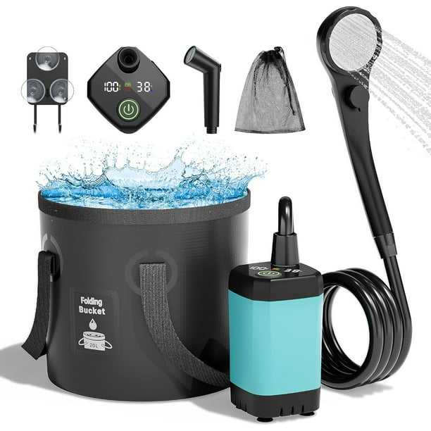 Portable Camping Shower, 6000mAh Rechargeable Shower Pump, Filtered