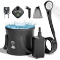 thumbnail image 1 of Portable Camping Shower, 6000mAh Rechargeable Shower Pump, Filtered Shower Head & Spry Gun Head & 5 Gallons Foldable Bucket, Outdoor Shower for Hiking, Beach, Travel, Pet Bath, Car Washing, Surf, 1 of 16