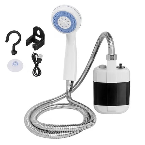 Portable Camping Shower Outdoor Camp Shower Pump,USB Rechargeable Outdoor Electric Shower,Handheld Water Pump with Hose,Outdoor Shower Head Sprayer for Camping Hiking Beach Car Washing Pet Cleaning