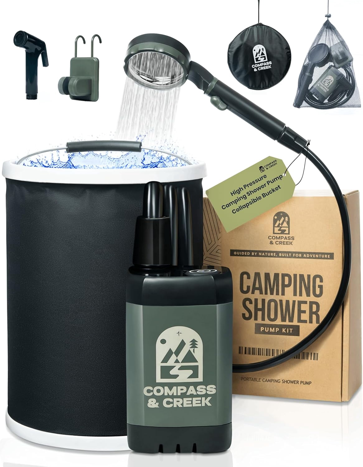 Portable Camping Shower Pump - Electric High Pressure Outdoor Camp ...