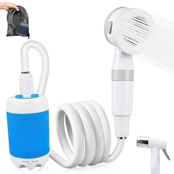 Portable Camping Shower Pump - Outdoor Shower Head Sprayer, Pumps Water from Bucket. Experience Refreshment Anywhere, Perfect for Camping, Hiking, Travel, Car Washing & Pet Cleaning