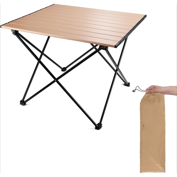 Portable Camping Side Table, Ultralight Aluminum Folding Beach Table with Carry Bag for Outdoor Cooking, Picnic, Camp, Boat, Travel