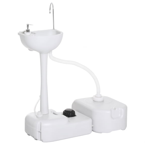 Portable Camping Sink, 4.5GAL Tank, 6.3GAL Recovery Tank, Handwashing Basin, Recycled Material, Outdoor Events, White
