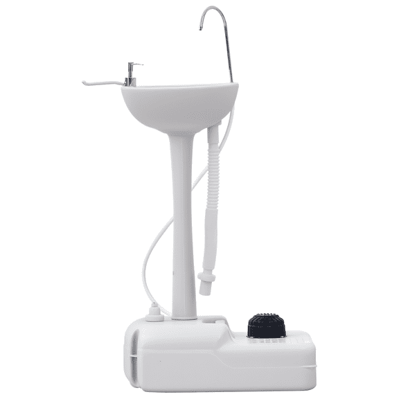 Portable Camping Sink, Portable Sink Hand Wash Station with 4.5 Gallon (17L) Tank, Rolling Wheels, Soap Dispenser, Towel Holder for RV, Outdoor Events, Gatherings, HDPE, White