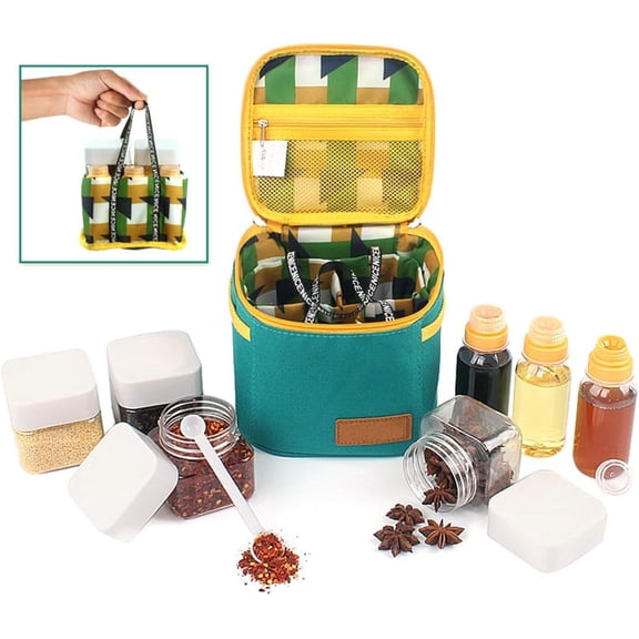 Portable Camping Spice Set with 9 Spice Containers Salt and Pepper Holder BBQ Spice Storage for Travel Home Outdoor Use