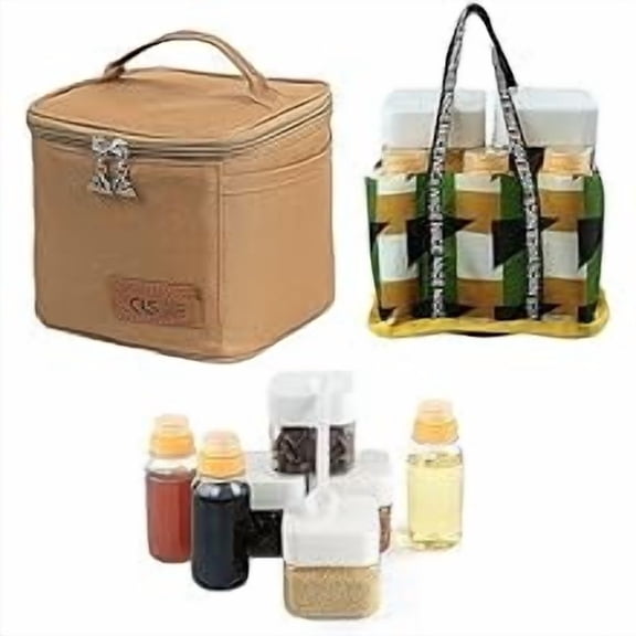 Portable Camping Spice Set with 9 Spice Containers Salt and Pepper Holder BBQ Spice Storage for Travel Home Outdoor Use