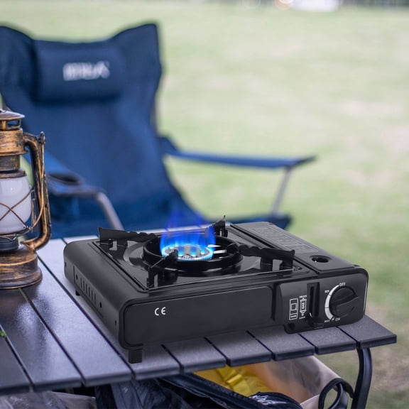 Portable Camping Stove Dual Fuel Butane Propane Burner with Piezo Electric Ignition Safety Auto Shut Off for Camping Hiking Backpacking Picnic Fishing Tailgating Beach BBQ Emergency Preparedness Kit