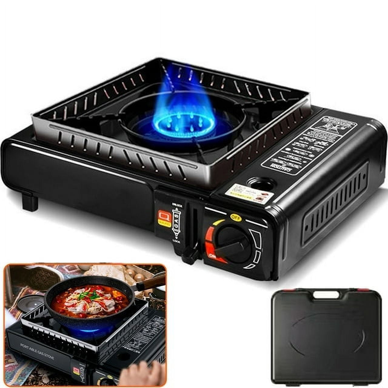 Portable Camping Stove，Dual Fuel Propane & Butane Stove with Wind