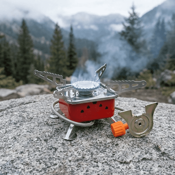 Portable Camping Stove, Windproof Compact Backpacking Stove with Piezo Ignition, Foldable Gas Burner for Outdoor Hiking, Tailgating & Emergency Kits