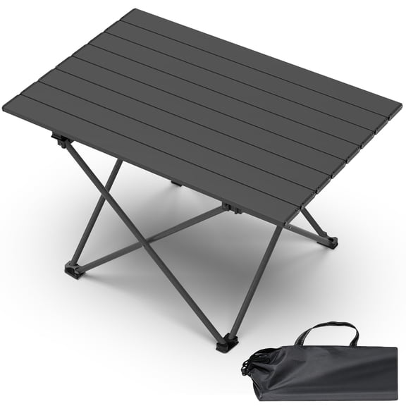 Portable Camping Table with Carry Bag, Ultralight Carbon Steel Folding Beach Table, for Outdoor, Black, Large