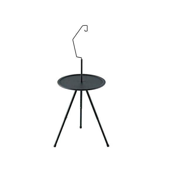 Portable Camping Table Foldable Round Side Table with Adjustable Height and Light Hook, for Outdoor Picnic, Patio, Backyard, Barbecue and Travel, Sturdy and Compact Design