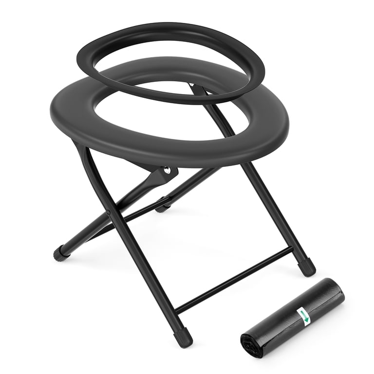 Toilettes Portables Camping Memohey - 10L Réservoir, Pliable - Grise, PVC - Neuf