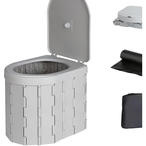 Portable Camping Toilet, Folding Travel Toilet with Lid, Sturdy Foldable Porta Potty with Bags